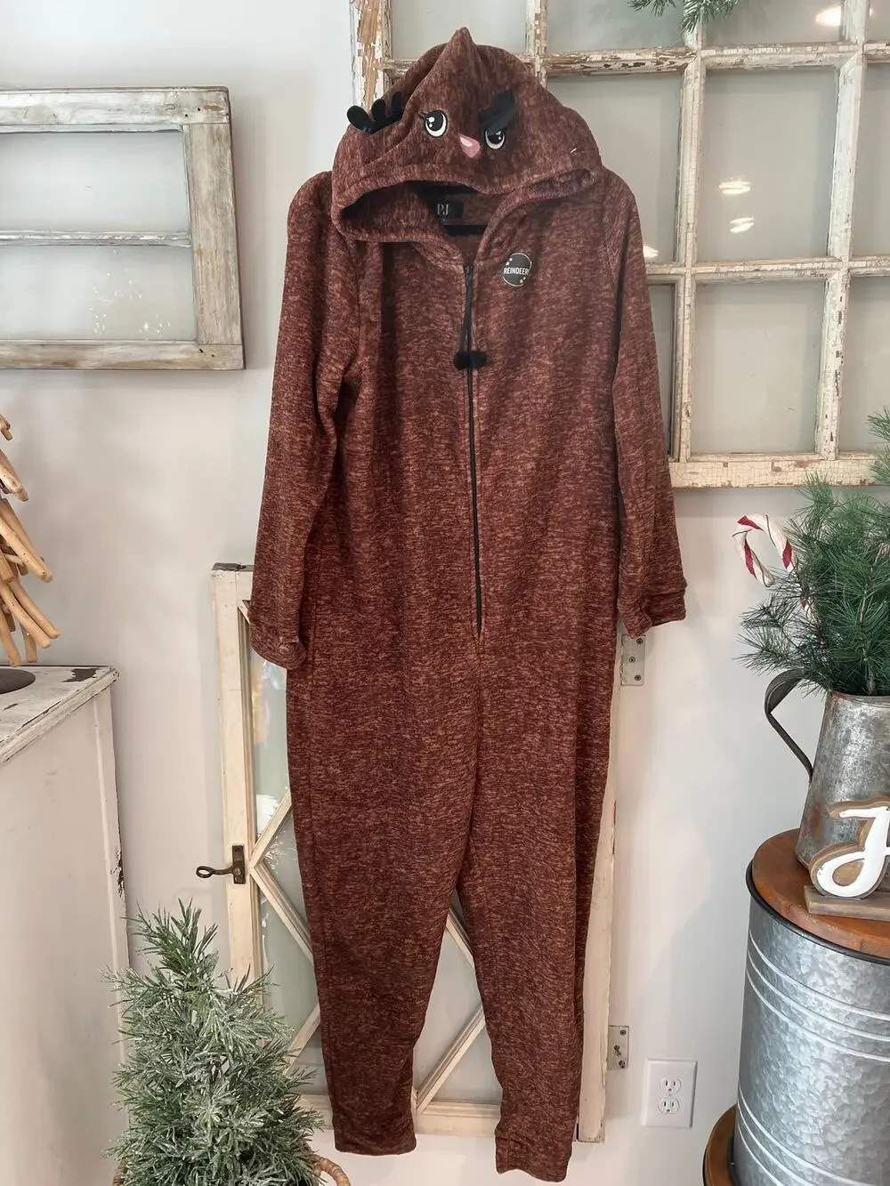 NWOT PJ Essentials size XL reindeer Christmas pajamas one piece